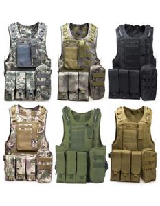 Men039S västar kamouflage taktisk väst CS Army WarGame Body Molle Armor Outdoors Equipment 6 Colors 600D Nylon19523871