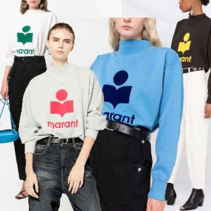 24SS Tasarımcısı Isabel Marant Külot Kazak Üçgen Yarı Yüksek Boyun Gevşek Kırıştı Sweatshirt Kadınlar için Tops Hoodies