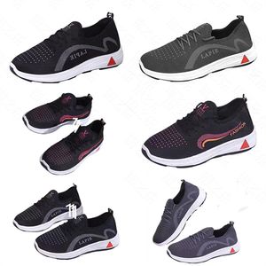 Yeni yumuşak taban anti -slip orta ve yaşlı ayak masajı yürüyüş ayakkabıları, spor ayakkabıları, koşu ayakkabıları, tek ayakkabılar, erkek ve kadın ayakkabıları gri siyah 39