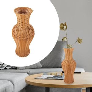 Vase Rattan Vase Fireplace Woven Flower Office Decors Ardance Pot Plastic Desktop dornment Plant