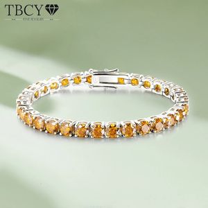 TBCYD Tüm Şampanya Tenis Bilezik Kadınlar Erkekler Gra Sertifikalı Orijinal S925 Silver Lab Diamond Bangles El Zinciri 240305