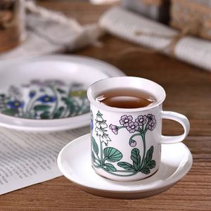 Set di tazze da caffè e piattino vintage francesi, serie di fiori d'acqua, tè pomeridiano, ornamenti creativi per la casa 240301