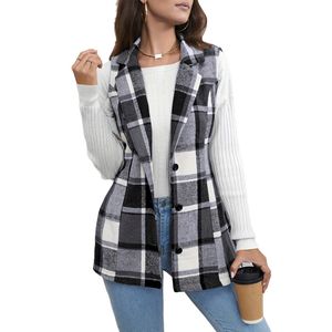 Casual Women Plaid Lapel SCICK DŁUGO KURTA KOMPERTOWA WŁAŚCIWA KRESUKA KRESUKA SLEALNE SLEAME SLIME TALIST OWEAR OUTERE ORWAIT