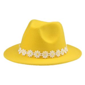 Szerokie brzegowe czapki fedoras kobiety słodkie kwiaty solidne rodzicielskie kidy 52 cm 58 cm dla białego czarnego modnego panamy kapelusz sombreros de mujer2793