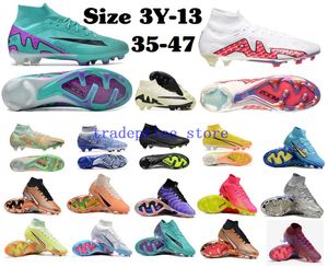 Mens Soccer Shoes Kids Cleats Crampons Mercurial Football Boots Cleat Turf 7 Elite 9 R9 V 4 8 15 XXV IX FG American Foot Ball Boot Enfant Youth Boys Girls Size 3Y-13 35-47