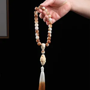 Pendant Necklaces White Jade Barrel Beads With Ivory Nut Bergamot Handheld Bracelet Bodhi Root