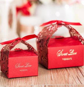 Wedding Favor Holders Gift Boxes Laser Cut Red Chocolate Candy Box Big Size Hollow Paper Boxes 2 Sizes for choose1353972