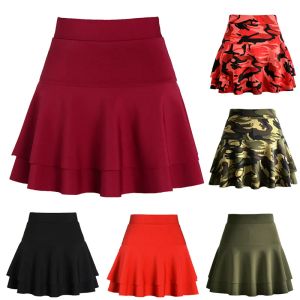skirt Highwaisted Woman Mini Skirts Summer Harajuku Female Pleated Streetwear Ladies Short Skirt Double Hem Half Faldas Largas