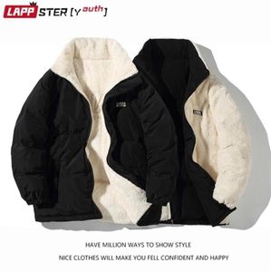 Herren Daunenparkas LAPPSTERYouth Men Two Sides Lambswool Winter Puffer Jacket Mens Oversized Kpop Vintage Bubble Coat Man Warm Outwe7272041