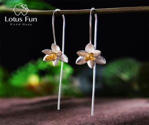 Lotus Fun Real 925 Sterling Silver Natural Original Made Handmade Gine Jewelry Cute Blooming Flower Flower Actors for Women 2205886391