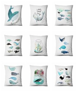 Home Pillow Decoration Nordic Marine Whale Cushion Decorative Pillow Cartoon Linen Pillowcase Home Decor Sofa Throw Pillows4231032