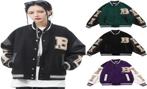 Men039S kamizelki 2021 Hip Hop Mens Baseball Jacki Furry Bone Patchwork Color Block Women HARAJUU STYL STYLE BOMBER PŁATNO