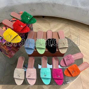 Designer Slippers Loro Shoes Women Shoes Sandals Top Quality Cashmere Classic Slides Shoe Suede Loafer Casual Comfortable Flat Slipper 35-42