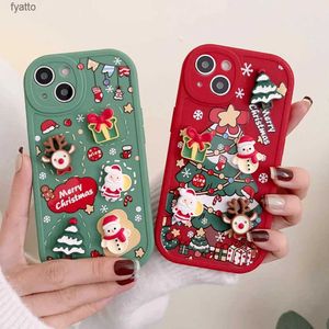 Telefon komórkowy torebki urocze kreskówka Święty Mikołaj Elk Snowman Choink Tree Soft Case Pro Max Christmas New Year Prezent Coverh240307