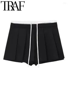 Women's Shorts FANS 2024 Woman Fashion Waist Detail Decorative Skorts Casual Slim High Waisted Spring Summer