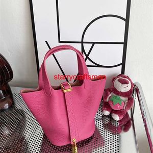 Top Handle Bags Picotin Lock 1822 Bag Genuine Handbags Soft Leather Vegetable Basket Bag Womens Leather Cowhide Premium Pink Small Bag Large Chave logo HB6YZ6