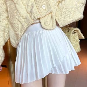 skirt 2022 White Elegant Skirt Women Sweet Pleated Mini Skirt Korean Casual Sex Skirt Female Elastic Party Club Beach Skirt