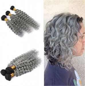 Ombre Colore Argento Grigio Onda Profonda Tesse Per Capelli 3 Pezzi Non Trasformati 100 Capelli Umani Ricci Profondi 1B Capelli Grigi 3 Bundle Estensione6198918