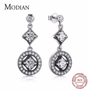 Modian Solid 925 Sterling Silver Classic Fashion Drop Earrings 여성용 날짜 긴 보석 2106245603151