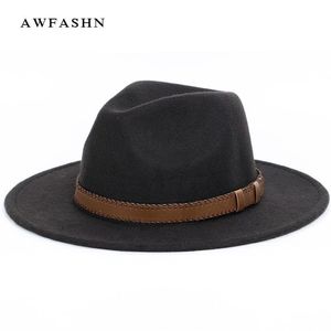 Super Wide Brim Fedora Wool Pork Pie Boater Flat Top Hat For Women's Men's Wide Brim Vintage Hat Fedoras Gambler H159R