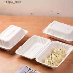 Bento Boxes Disponibla nedbrytbar massa Lunchlåda Multiple Fast Food American Style Hamburger Packaging Boxes With Lock Lunch Lockboxes L240307