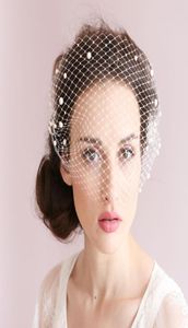 Pearl Pryded Bandeau Birdcage Veil med Comb Short Meshed Net Wedding Blusher Bandeau Veil Bridal Fascinator Veils Wedding Birdca7240514