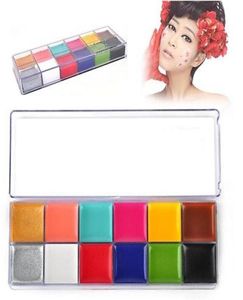 1 Set 12 färger Flash Tattoo Face Body Paint Oil Målning Art Halloween Party Fancy Dress Beauty Makeup Tools7453141