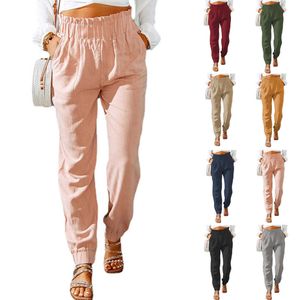 Pantaloni da donna Pantaloni a vita alta con cintura elastica con volant nuovo stile primavera da donna