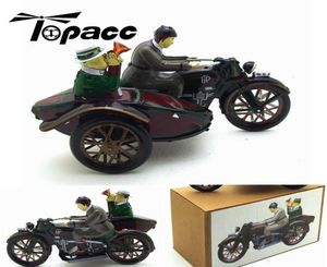 Riding A Car Tin Motorcykel Toys Vintage Wind Up Riding Children Clockwork Tin Toy With Box Fun Collectible Home Decoration SH19093652249