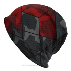 Berretti Cappello Camo Nero Rosso Geometria Cappellini moda per uomo Donna Arti di strada Skullies Berretti Sci Cappelli a cuffia morbida
