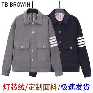 Men's Jackets BROWIN TB corduroy striped jacket Korean casual jacket four bar thickened lapel coat