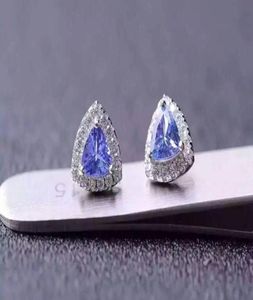 Orecchini a bottone con tanzanite blu naturale in argento 925 Orecchino con pietre preziose naturali da donna elegante moda trendy per la festa 2210223523785