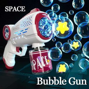 Novelty Games Baby Bath Toys Astro Bubble Gun With Light Automatic Water Bubble Machine Bubble Machine Outdoor Bubble Toy Q240307