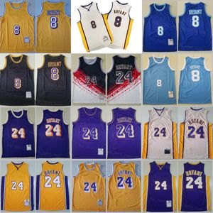 Vintage Men Team Basketball Bryant Jerseys 8 24 Bean The Black Mamba Sport Wear Top koszulka 2001 2002 1996 1997 1999 STITCH Drużyna National 2012 Yellow Blue Purple Man
