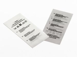 Satin Ribbon Care Label Printing 1000pcs Satin Ribbon Black Ink Tryckt på båda Face Straight Cut Care Wash -etiketten för Garment9425743