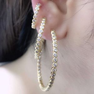 EC1637 Stor 18k guldpläterad kristall CZ Zircon Circle Hoop Earringsimple Diamond Cubic Zirconia Hoops Earring for Women