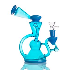 8.2 Inches Funky Recycler Bong Funnel Recyable Glass Bong Dab Rig Bubbler Hookah Smoking Water Pipe with 14mm Glass Bowl for Dry Herb Smoke Accessory