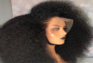 Afro Kinky Curly Peruka 13x4 Syntetyczne włosy koronkowe peruki czołowe peruwiańskie krótkie koronkowe symulację przednią perukę włosów ludzką dla kobiet5580829