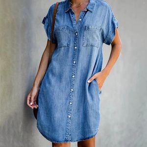 Casual Dresses Summer Dress Women's Slim Fashion Sleeve Denim Midi Short Womens Formal