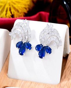 Dangle Chandelier Jimbora Cute Trendy Shiny CZ Charm Flower Earrings For Women Wedding Bridal Jewelry Girl39s Gift High Quali6660874