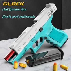 Kum Oyun Su Eğlencesi G18 Kabuk Fırlatma Glock Otomatik Patlama Oyuncak Tabancası Yumuşak Mermi Alaşımlı Açık Hava Oyuncak Silah CS Boy Oyuncak Q240307