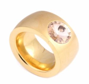 Eheringe Exaggerate Big Heavy Clear Crystal GoldColor Edelstahl für Frauen oder Männer True Love Ring3370073