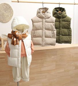 312y crianças colete de inverno crianças para baixo algodão cardigan menino sem mangas jaqueta bebê roupas quentes com zíper casacos com capuz meninas outerwear l7677305