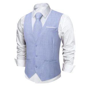 Coletes moda masculina colete de algodão para homem luxo gravata bolso quadrado abotoaduras conjunto festa de casamento negócios colete masculino chaleco homb