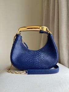 Lüks çanta mini hobo boyutu 23cm tasarımcı çantası gerçek yılan cilt 24k kaplama donanımı yeşil siyah mor mavi renkler hızlı teslimat