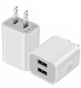 USB Charger Charging Block 21A Home Travel Double Wall Charger Multi för all smart telefon6612636