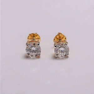 1 Ct Round Cut Cvd Diamond Stud Earrings for Women Solid 18kt Yellow Gold Earring Gift