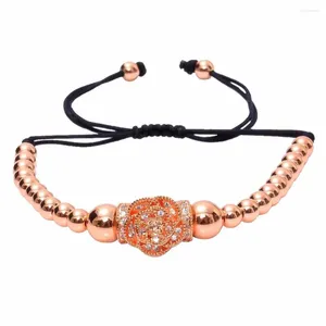 Charm Bracelets Anil Arjandas Leather Lady Flower For Women Rose Gold Micro Pave CZ Spacer Red Stoppers Braid Macrame Bracelet Femme