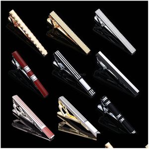 TIE Clips Bakır Şerit Ekose Tie Clips gömlekler üst elbise iş takımları bar clasps boyun bağlantıları erkekler için moda mücevherleri hediye ve dr dhdsx