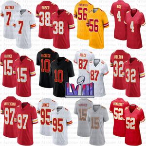 15 Patrick Mahomes Custom Football Jersey Travis Kelce Chris Jones Isiah Pacheco Nick Bolton Harrison Butker Creed Humphrey Rashee Rice